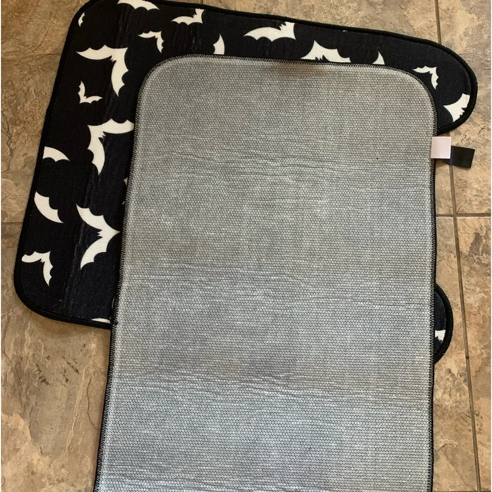 Dolls Kill Black Bats Bath Shower Rugs Set Duo NWT